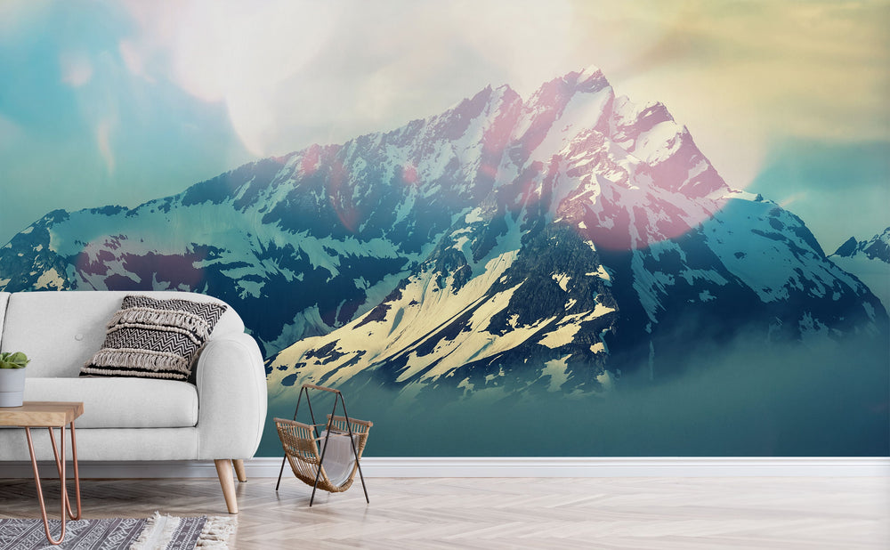 Mountain Peak wall mural in a living room | Walls Need Love