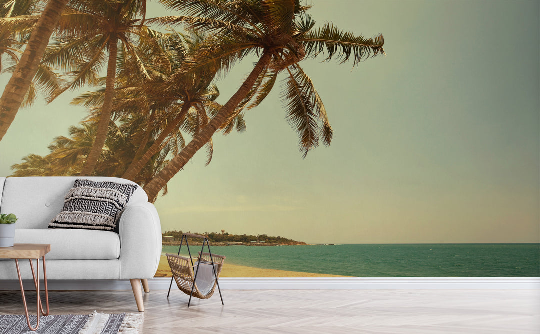 Serenity Beach wall mural in a living room | Walls Need Love