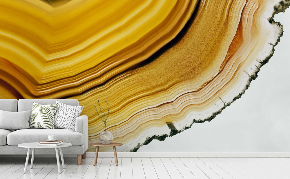 Amberwood wall mural in a living room | Walls Need Love