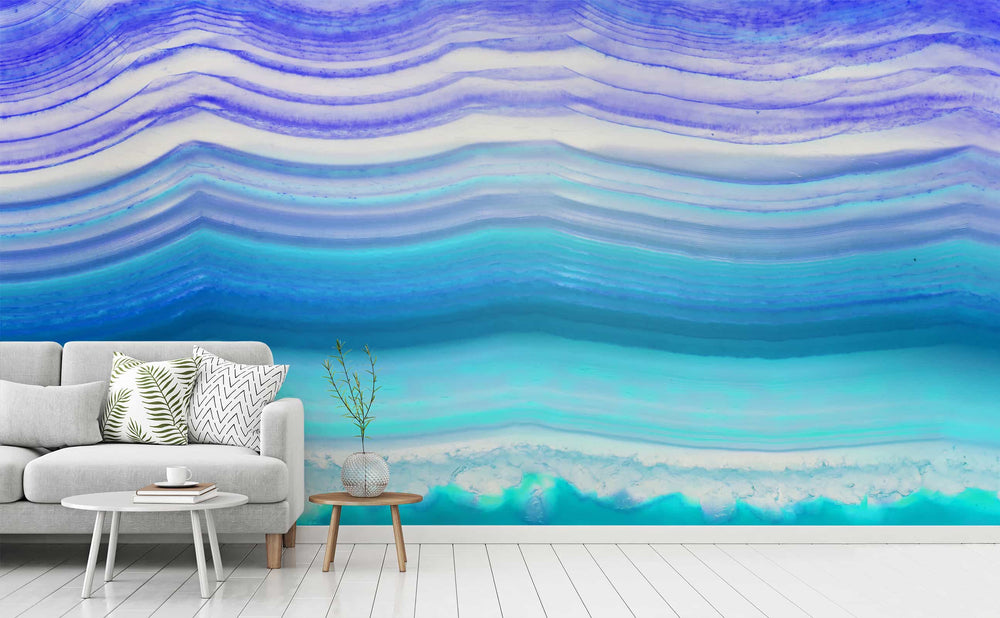 Sea Glass wall mural in a living room | Walls Need Love
