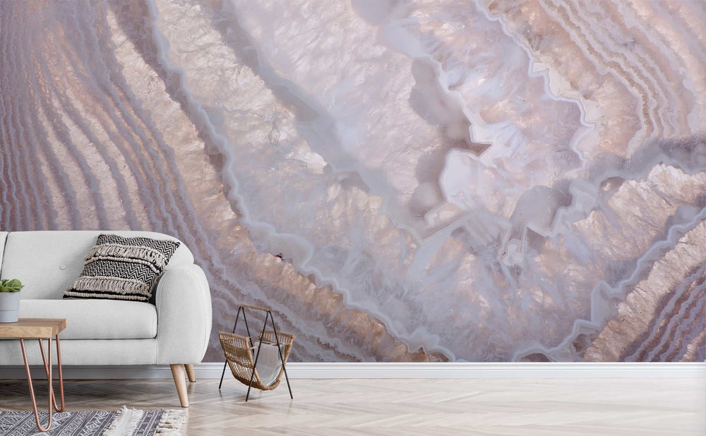 Lace Agate wall mural in a living room | Walls Need Love