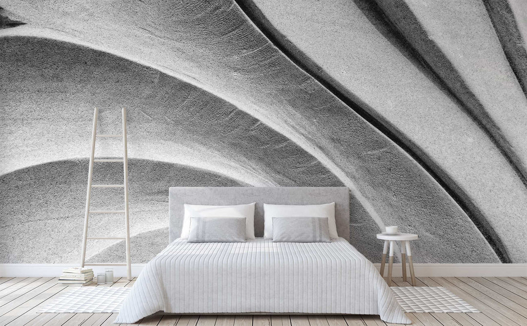 Calm Curves wall mural in a bedroom | Walls Need Love