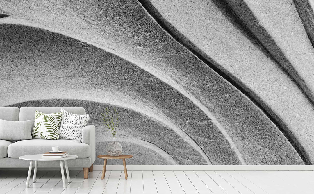 Calm Curves wall mural in a living room | Walls Need Love