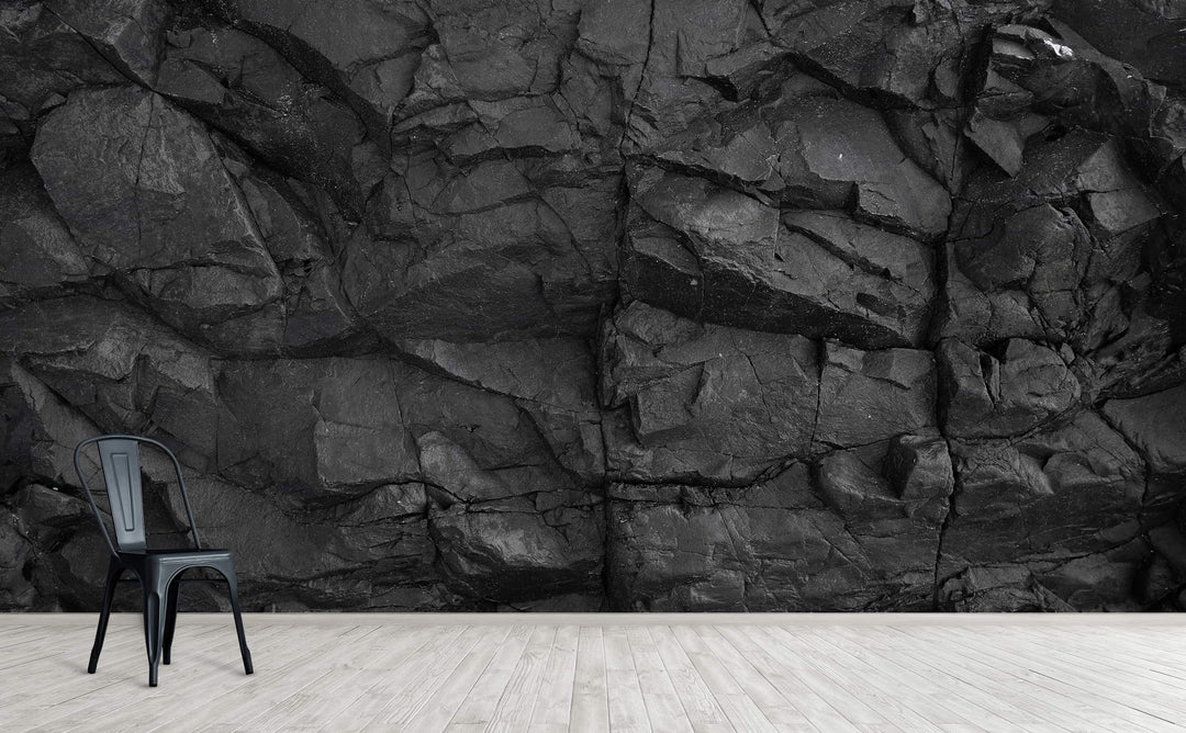 Obsidian Boulder wall mural on an interior wall | Walls Need Love