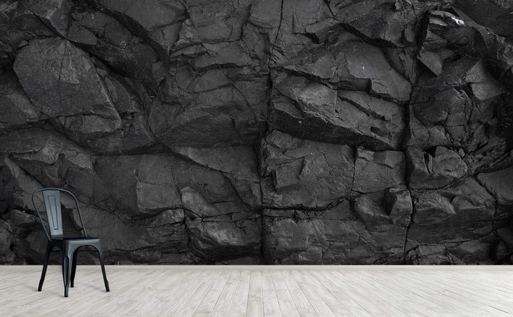 Obsidian Boulder wall mural on an interior wall | Walls Need Love