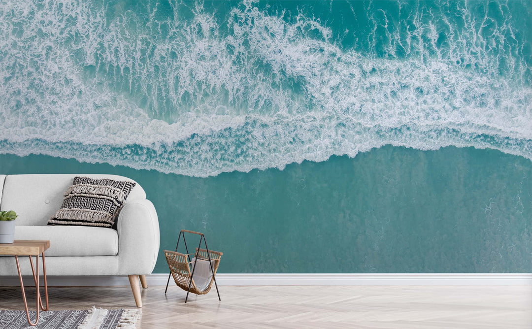 Ocean Escape wall mural in a living room | Walls Need Love