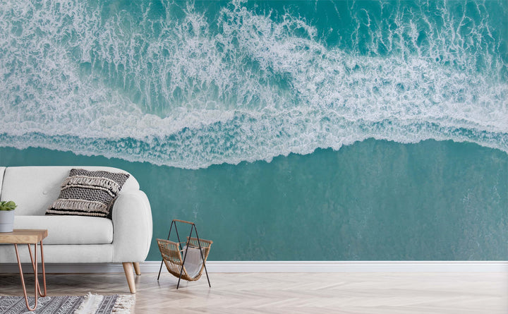 Ocean Escape wall mural in a living room | Walls Need Love