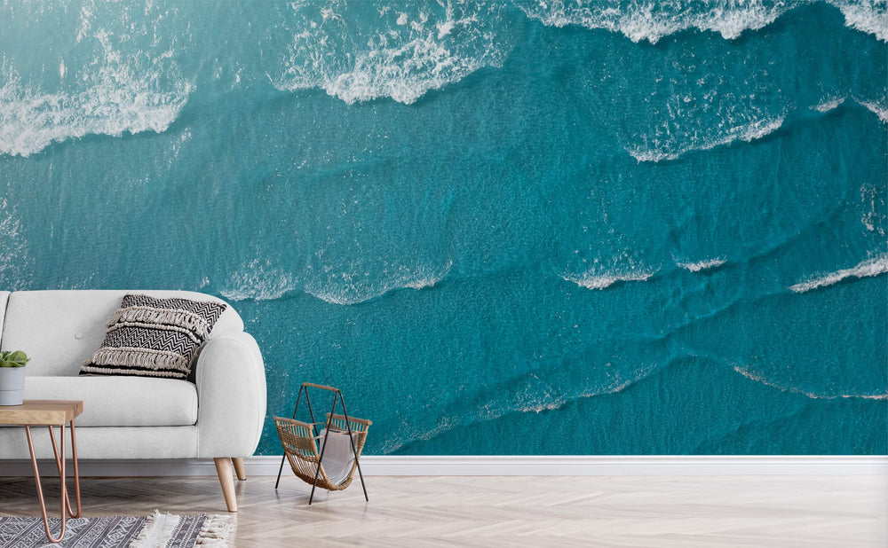 Out to Sea wall mural in a living room | Walls Need Love