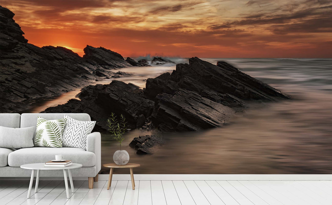 Low Tide wall mural in a living room | Walls Need Love