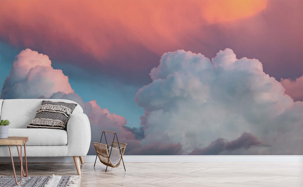 Sunset Meditation wall mural in a living room | Walls Need Love
