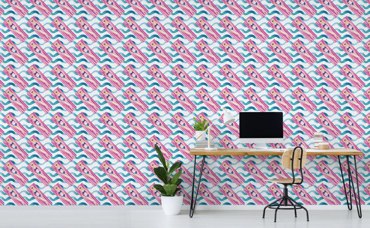 Pool Lounging wallpaper in a home office | Walls Need Love