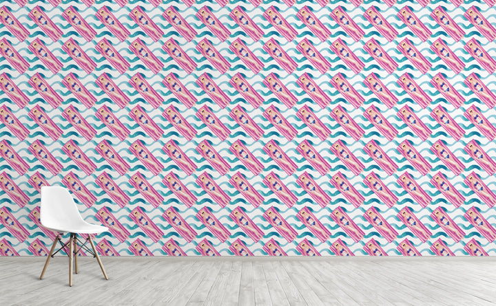 Pool Lounging wallpaper on an interior wall | Walls Need Love