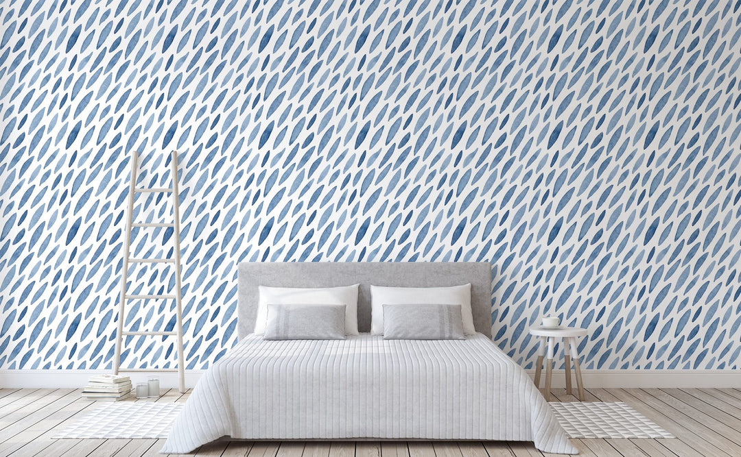 Indigo Pedals wallpaper in a bedroom | Walls Need Love