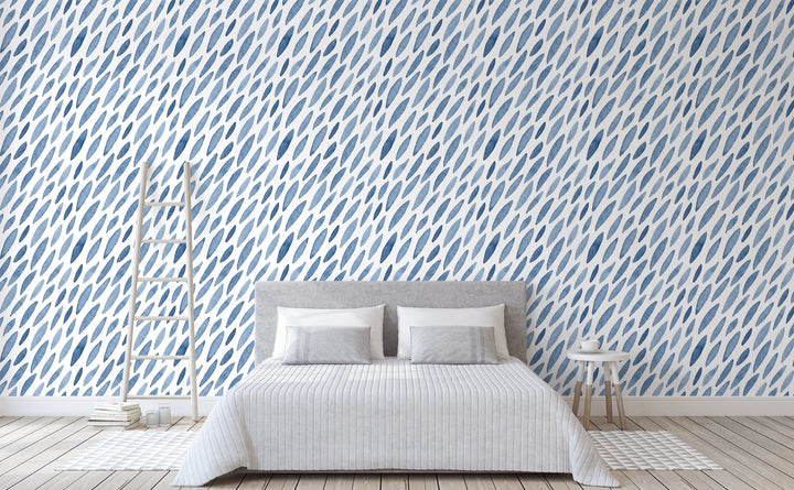 Indigo Pedals wallpaper in a bedroom | Walls Need Love