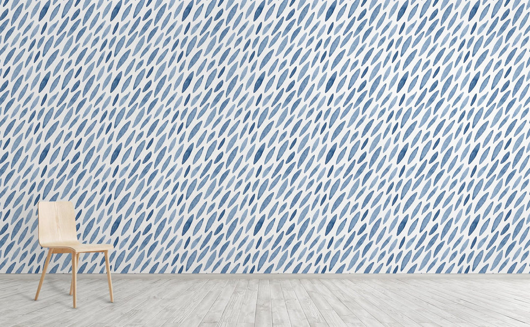 Indigo Pedals wallpaper on an interior wall | Walls Need Love