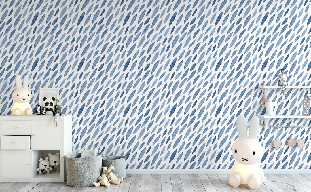 Indigo Pedals wallpaper in a kids room | Walls Need Love