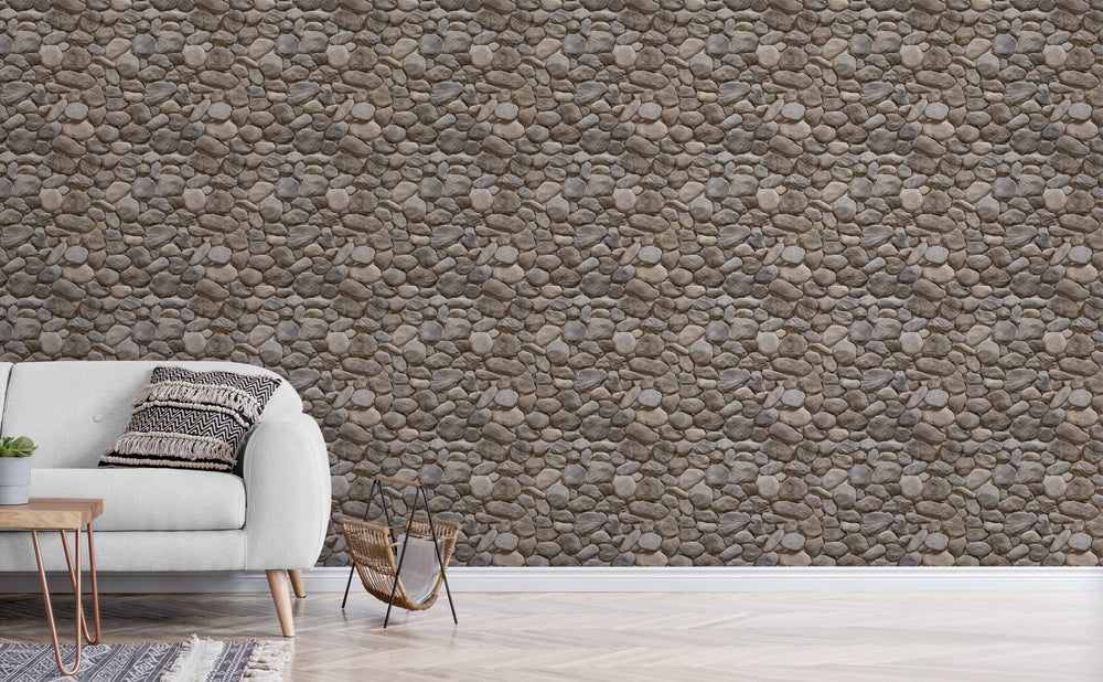 3D Stone Pattern wallpaper in a living room | Walls Need Love