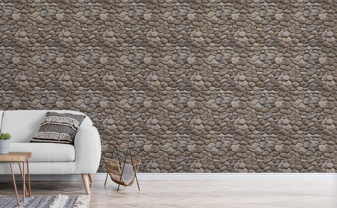 3D Stone Pattern wallpaper in a living room | Walls Need Love