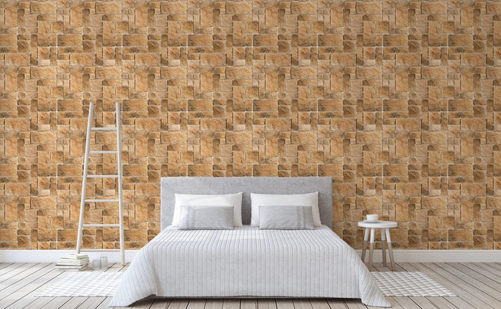 Stone Pattern wallpaper in a bedroom | Walls Need Love