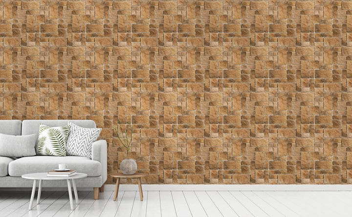 Stone Pattern wallpaper in a living room | Walls Need Love