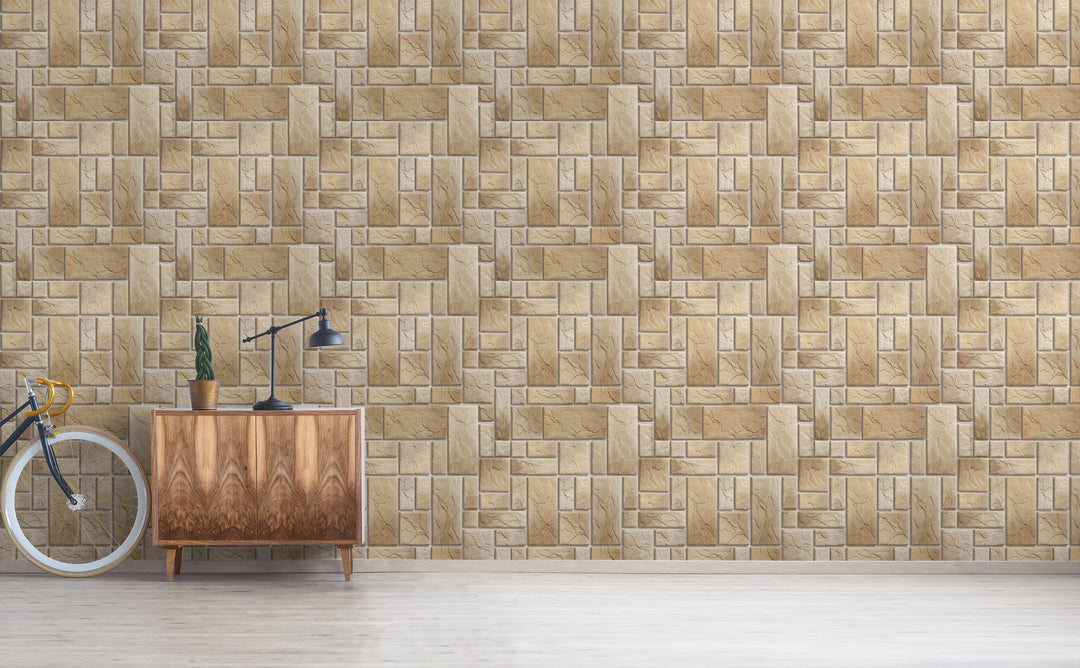 Stone Pattern II wallpaper in a hallway | Walls Need Love