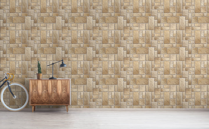 Stone Pattern II wallpaper in a hallway | Walls Need Love