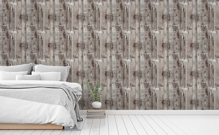 Aged Wood Printing wallpaper in a bedroom | Walls Need Love
