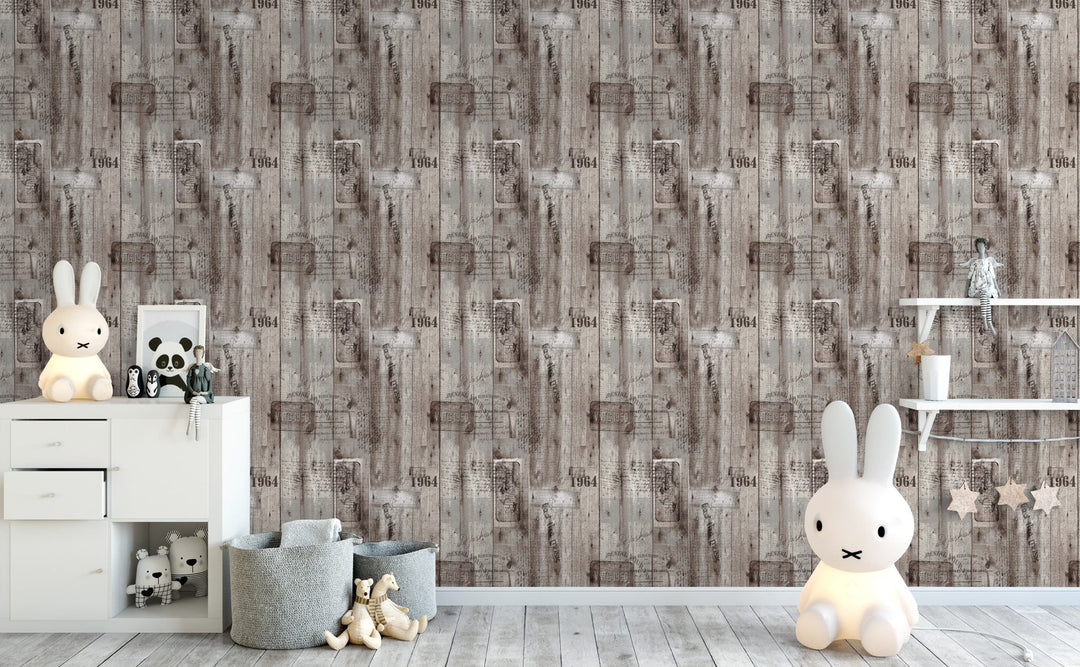 Aged Wood Printing wallpaper in a kids room | Walls Need Love