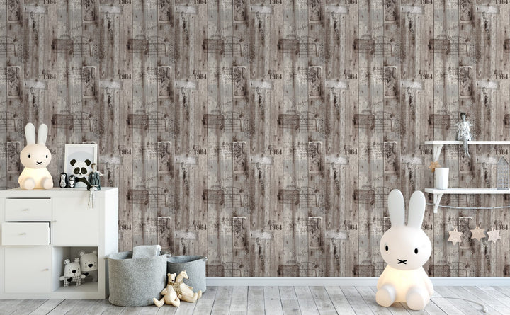 Aged Wood Printing wallpaper in a kids room | Walls Need Love