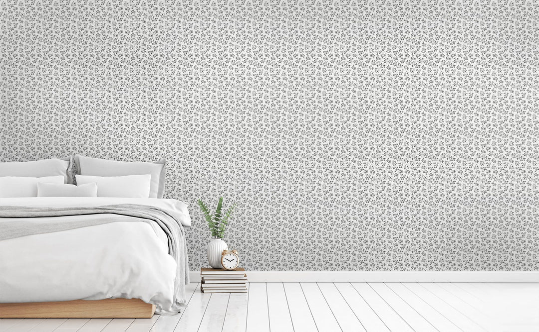 Black Leaves wallpaper in a bedroom | Walls Need Love