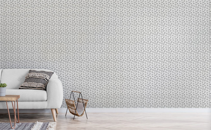 Black Leaves wallpaper in a living room | Walls Need Love