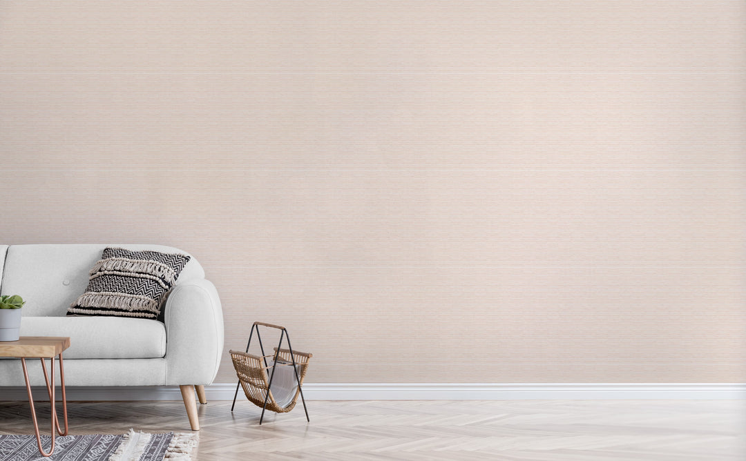 Blush Watercolor Stripes wallpaper in a living room | Walls Need Love