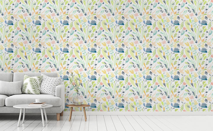 Pastel Flowers wallpaper in a living room | Walls Need Love