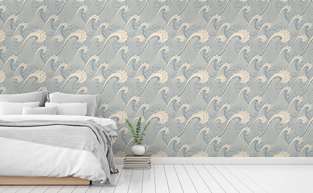 Waves of Chic Wallpaper Pattern by Walls Need Love