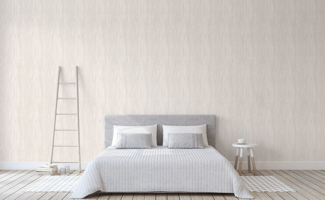 Faux White Wood Grain wallpaper in a bedroom | Walls Need Love