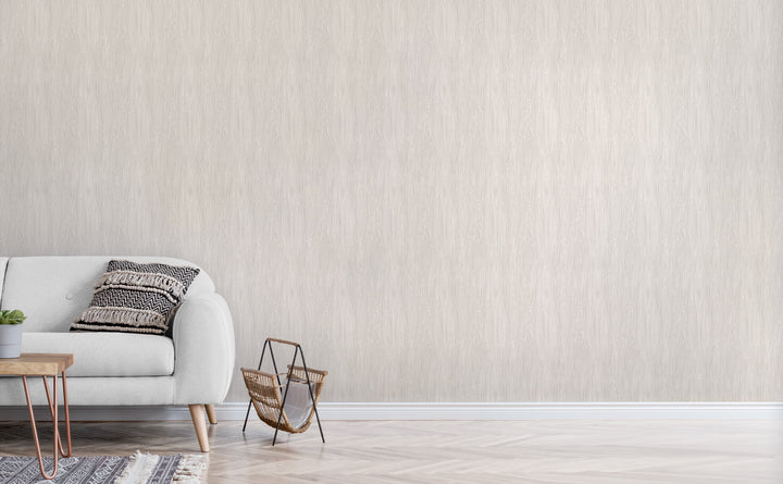 Faux White Wood Grain wallpaper in a living room | Walls Need Love