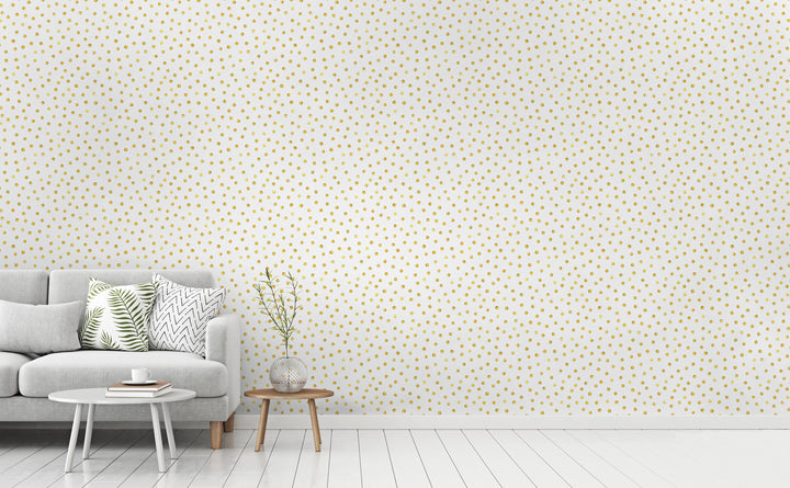 Goldidots wallpaper in a living room | Walls Need Love