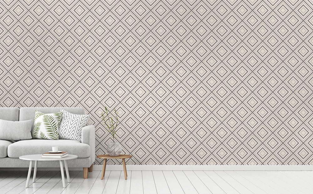 Pixel Diamonds wallpaper in a living room | Walls Need Love