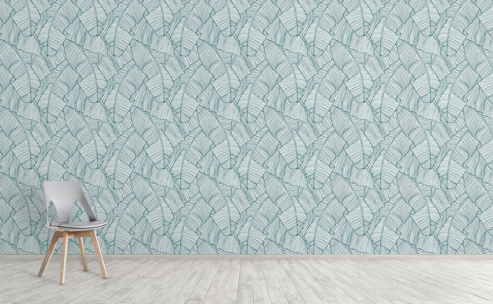 The Palms in White Wallpaper Pattern by Walls Need Love