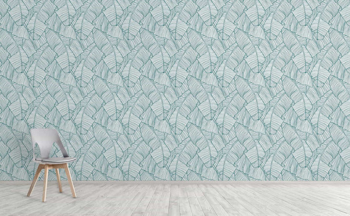 The Palms in White Wallpaper Pattern by Walls Need Love