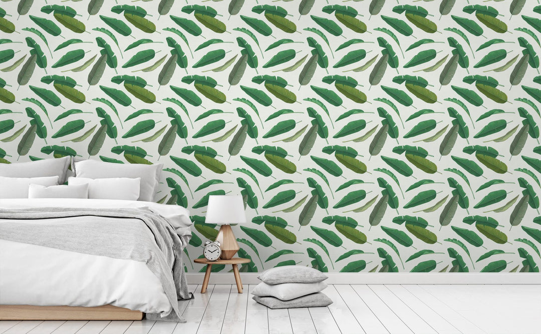 Banana Leaf wallpaper in a bedroom | Walls Need Love