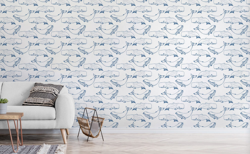 Captain Ahab wallpaper in a living room | Walls Need Love