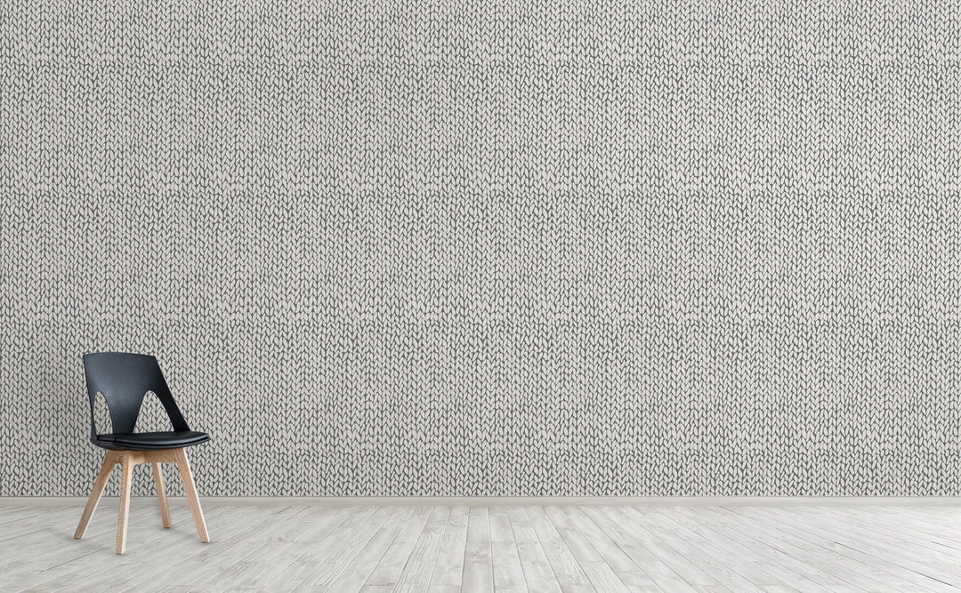 Hand Knit Grey wallpaper on an interior wall | Walls Need Love