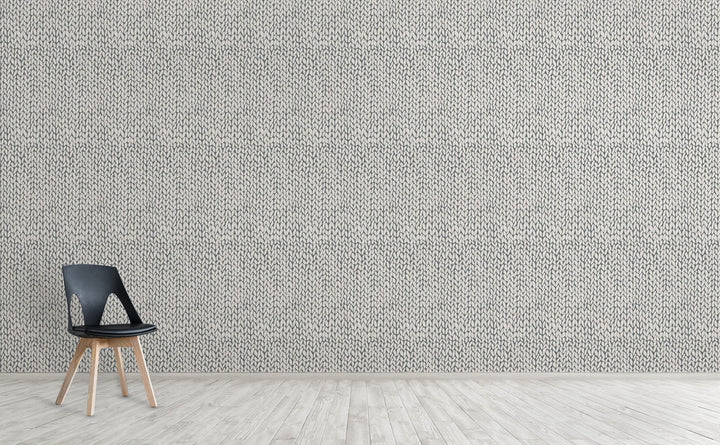 Hand Knit Grey wallpaper on an interior wall | Walls Need Love