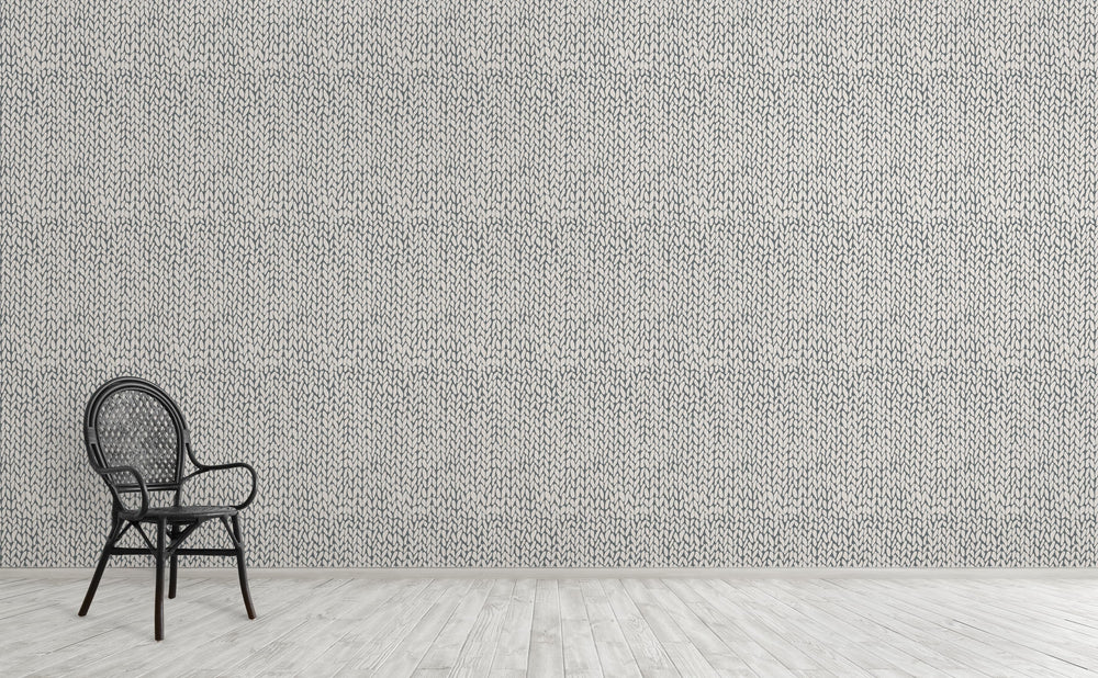 Hand Knit Grey wallpaper on an interior wall | Walls Need Love