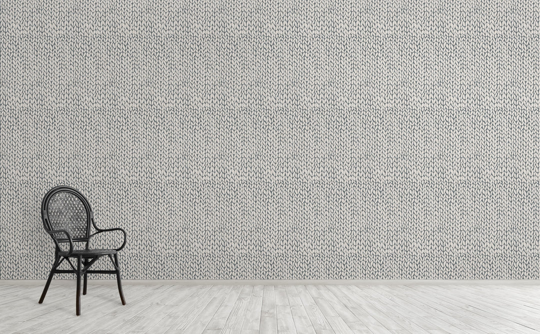 Hand Knit Grey wallpaper on an interior wall | Walls Need Love