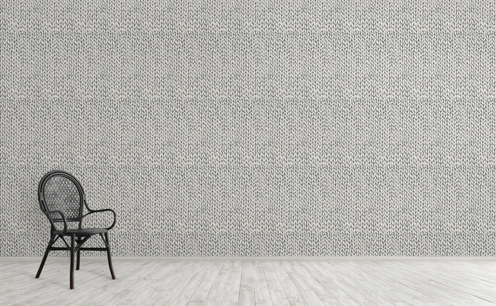 Hand Knit Grey wallpaper on an interior wall | Walls Need Love