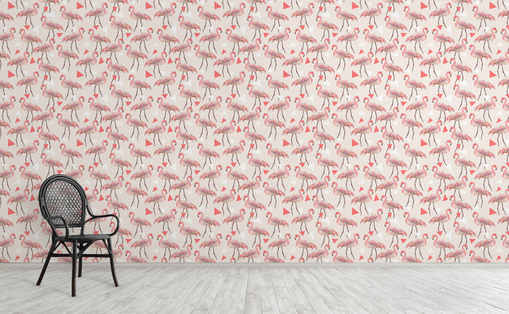 Funky Flamingos wallpaper on an interior wall | Walls Need Love