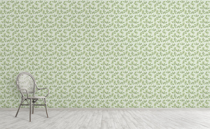 Twiggy - Sprigs Of Leaves Wallpaper wallpaper on an interior wall | Walls Need Love