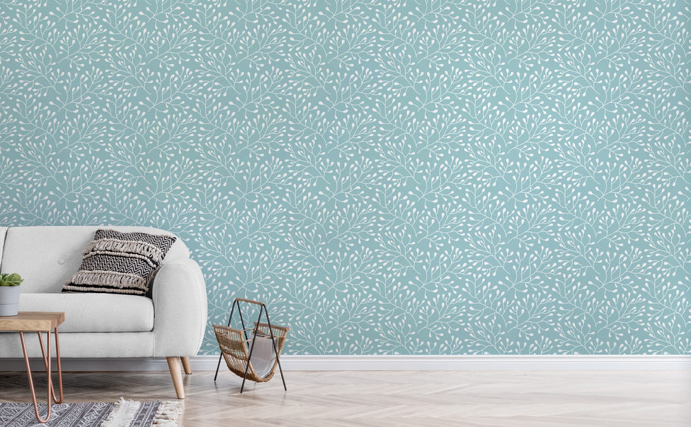 Budding Trees wallpaper in a living room | Walls Need Love